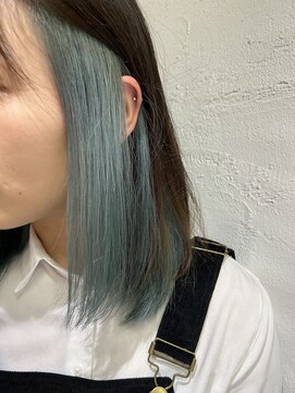 アジールヘア 池袋東口店(agir hair) ブリーチ＆ダブルカラーインナーカラーエメラルドグリーン池袋