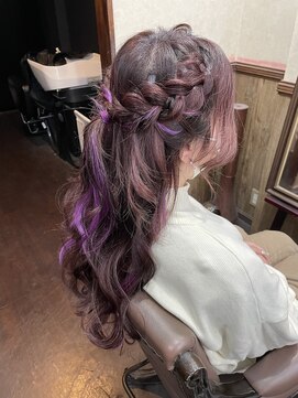 ディー エメ(D-aimer-) ピンク系カラー×エクステ(インナー入り)×ヘアセット