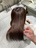 ロンドメリア 天神大名店(Lond Melia) ★グレージュカラー斜めバングデザインカラーシルキー ベージュ