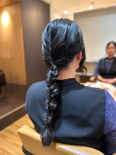 三つ編みお呼ばれヘアアレンジ/横浜/横浜西口