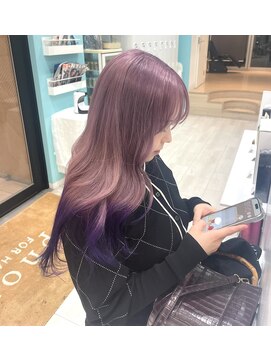 ユーフォリア 池袋東口駅前店(Euphoria) 大人可愛いピンクベージュダブルカラーくびれボブ透明感小顔