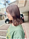 小顔大人可愛いゆるウェーブショコラブラウンミディ20代30代40代