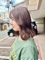美容室ヒラトヤ 仙北店&nbsp;小顔大人可愛いゆるウェーブショコラブラウンミディ20代30代40代