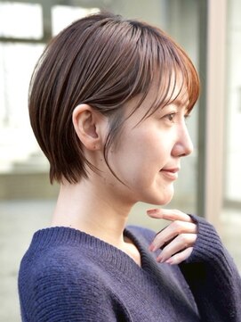 エリマ 横浜西口(elima) 横浜西口大人ショートボブ前髪なしココアベージュ韓国30代40代