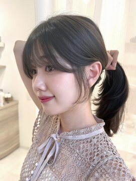 ハピネス 梅田茶屋町店(HAPPINESS) 韓国ヘア/顔まわり/薄めぱっつん/オリーブブラウン/ブリーチなし