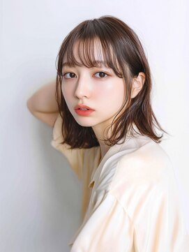 ムウ 難波(MOU) ボブクールショート前髪イメチェンピンクベージュ30代40代50代