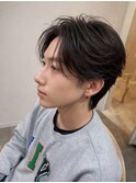 センターパート　フェザーパーマ