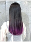 【わだロング】ブリーチ１回パープル裾カラー