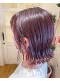 髪質改善ピンクカラー×外ハネボブ