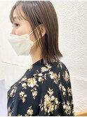 切りっぱなし外ハネボブ×ナチュラルベージュ