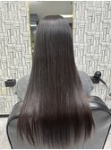 大人可愛い透明感立体感グレージュ×エアストレート
