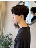 韓国風センターパート×刈り上げ無し×ニュアンスパーマ