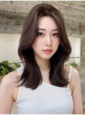 ナチュラル可愛いくびれミディアム＊赤みなしグレージュカラー