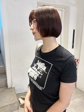 ゼスト パーク(ZEST PARK) ボルドーカラー切りっぱなしボブ顔周りレイヤー吉祥寺《宮坂》