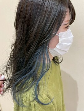 美容室ヒラトヤ 都南店 大人可愛い20代30代インナーカラーオリーブ×ゆるふわグレージュ