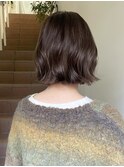 原宿オリーブベージュヘーゼルグレージュブリーチカラーボブ前髪