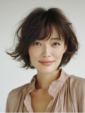 クラゲヘアー/小顔/ココアベージュ/オリーブグレー/川西