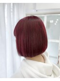 【モテヘアカラー】チェリーピンク×タッセルカット