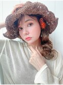サイド巻き_チェリーブラウンフェミニンロング_29222