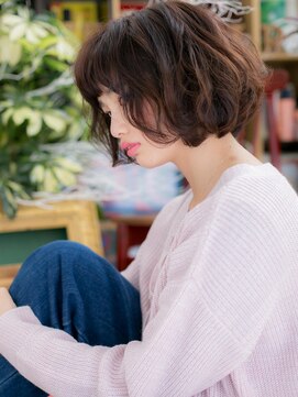 カバーヘア ブリス 戸田公園西口店(COVER HAIR bliss) オン眉アッシュナチュラルボブパーマc5戸田公園20代30代40代