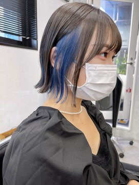 キラ 原宿(KILLA) グレーベージュ_レイヤーロング_インナーカラーイヤリングカラー