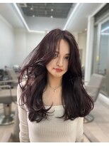 ノク(nok)&nbsp;暗闇で光るパープル_グレーベージュレイヤーロング黒髪