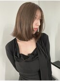 フェイスレイヤーロブ/くすみベージュ/シースルーバング