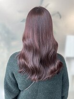 ユニ バイ マグ 長野店(Uni.by Mag)&nbsp;大人可愛いレイヤーカットピンクアッシュブリーチなし伸ばしかけ