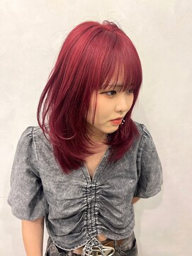 ジエクト カナウ(The Ect canow) レイヤーカット／ウルフカット／ワインレッド／チェリーレッド