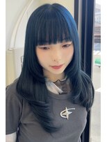 ランズ(LANDS) ネイビーカラーレイヤーカット 【韓国ヘア 大阪 梅田】