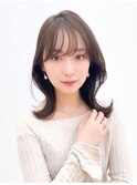 ツヤ髪透明感グレージュカラー外ハネミディレイヤー