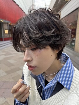 ハピネス 王寺店(Happiness) 刈り上げショート マレットヘア フェザーパーマ メンズライク
