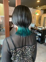 エイム ヘア デザイン 町田店(eim hair design) 個性派ショートボブ/裾カラーエメラルドグリーン/デザインカラー