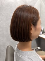 ネウィ 宮崎店(newi)&nbsp;オレンジブラウンの艶ミニボブ☆すっきりライン