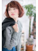 チェリーブラウンのくせ毛風エアリーボブa