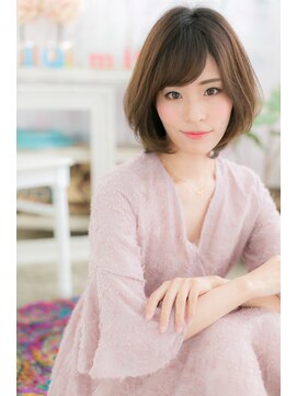 ミック ヘアアンドメイク アップ 駒込店(miq Hair&Make up) ひし形シルエット斜めバングダークアッシュミニウルフボブb1