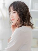 黒髪バレイヤージュ前下がりミディアムウルフa上尾20代30代40代