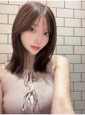パールグレージュ_グレージュカラーココアベージュボブウルフ