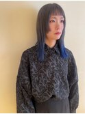 眉上バング ブルーグレーグラデーションカラー