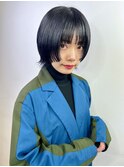 ショートウルフカットボブウルフ姫カット黒髪ボブルフレイヤー