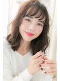 ボルドーカラー☆くせ毛風セミディ＃セミウェットウェーブ<松戸>