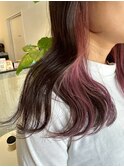 チェリーブラウン【ちら見せが可愛い】インナーカラー ラベンダ
