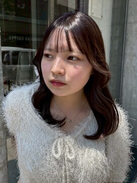 アウラ(AURA) 盛岡駅オリーブベージュカラーブリーチなしダブルカラーレイヤー