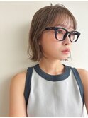 オリーブベージュショートミニボブグレージュブリーチレイヤー
