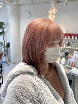 ステラ ヘア デザイン サロン(STELLA hair design salon)&nbsp;ブリーチ2回で作るサーモンピンク 【由比藤】