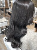 韓国風　抜け感ヘア　ダークグレージュヘア
