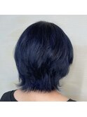 ネイビーブルーのショートウルフ