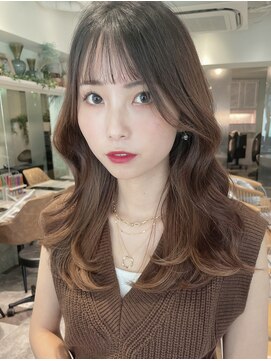 ロンドローズ 名古屋(Lond damaskRose) チョコレート 切りっぱなし イヤリングカラー 韓国ヘア 顔周り