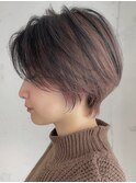 ［横山］ハンサムショート×アンブレラカラー＋コーラルベージュ