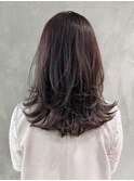 ワンカールレイヤー_チェリーブラウンフェミニンロング_ba384033